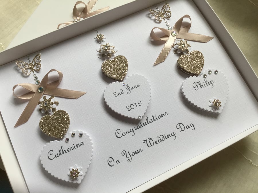 Handmade Personalised Wedding Card Gift Boxed Engagement Anniversary