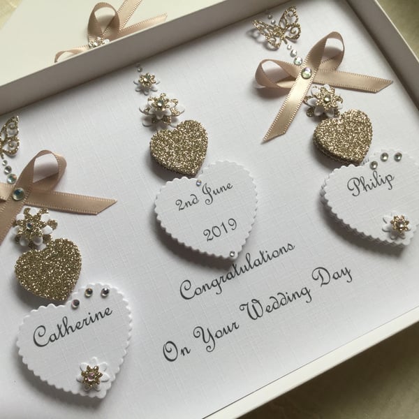 Handmade Personalised Wedding Card Gift Boxed Engagement Anniversary