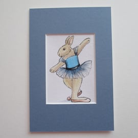 Dancing Bunny Rabbit ACEO SFA Picture Painting Original Ballet Ballerina Dance