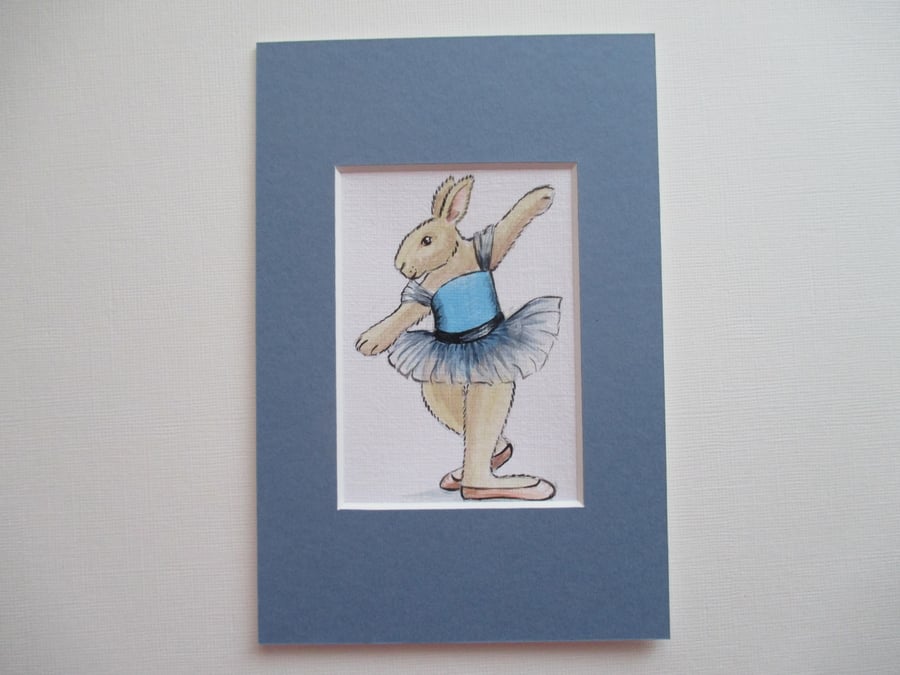 Dancing Bunny Rabbit ACEO SFA Picture Painting Original Ballet Ballerina Dance