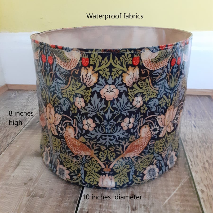 10 Inch William Morris Strawberry Thief using waterproof  fabric Plant Pot