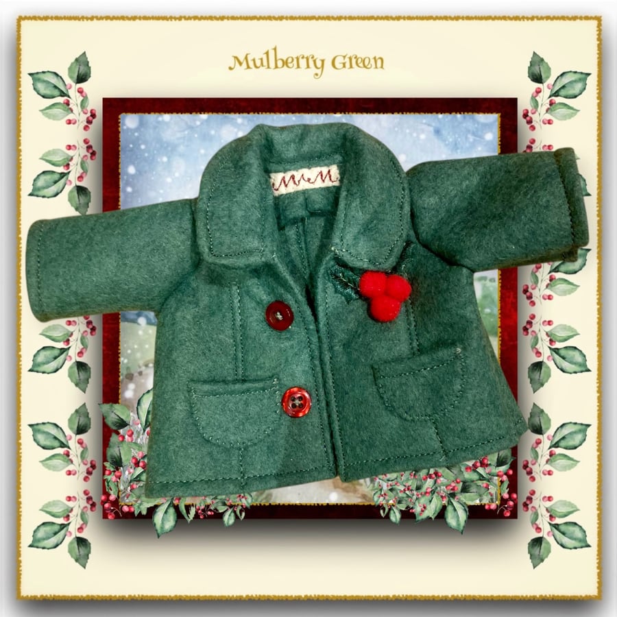 Reserved for June - Forest Green Tailored Jacket with Holly Berries