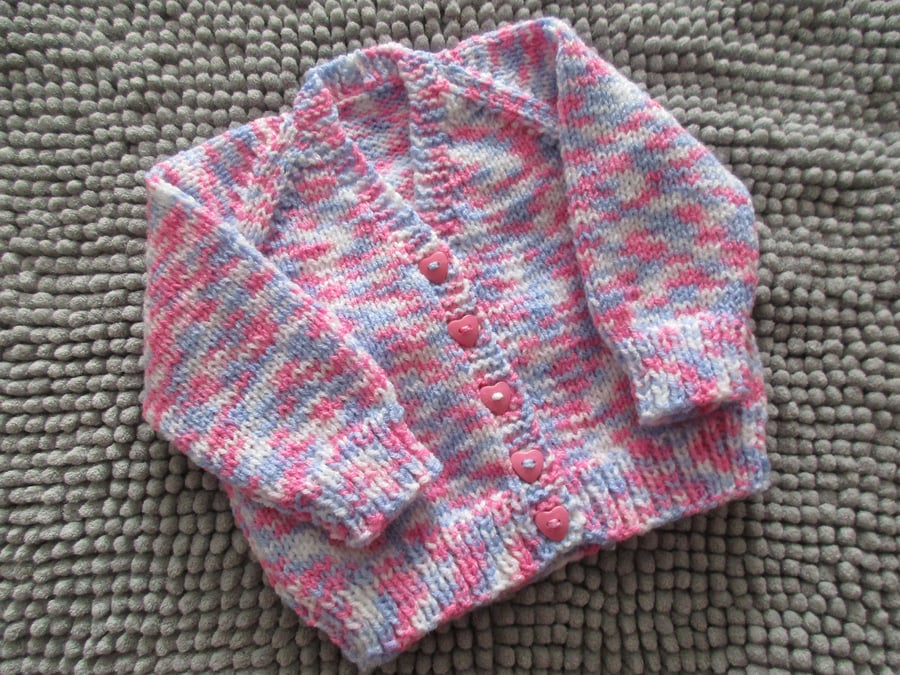 16" Multi Coloured V Neck Baby Cardigan 