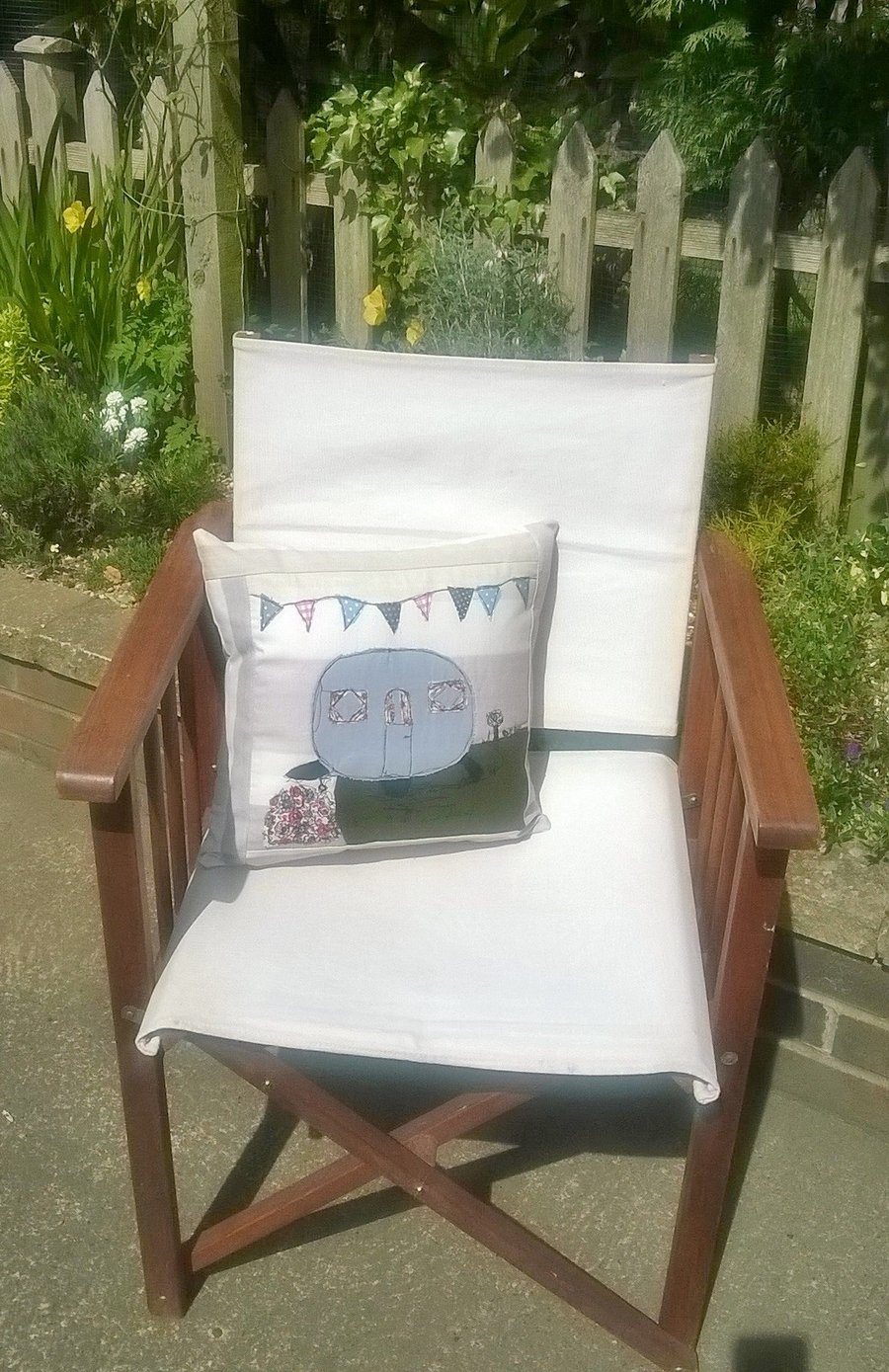 Caravan and Bunting Handmade Appliqued Cushion Cover