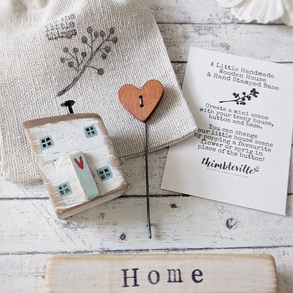 Little Wooden Painted House and Base in a Bag