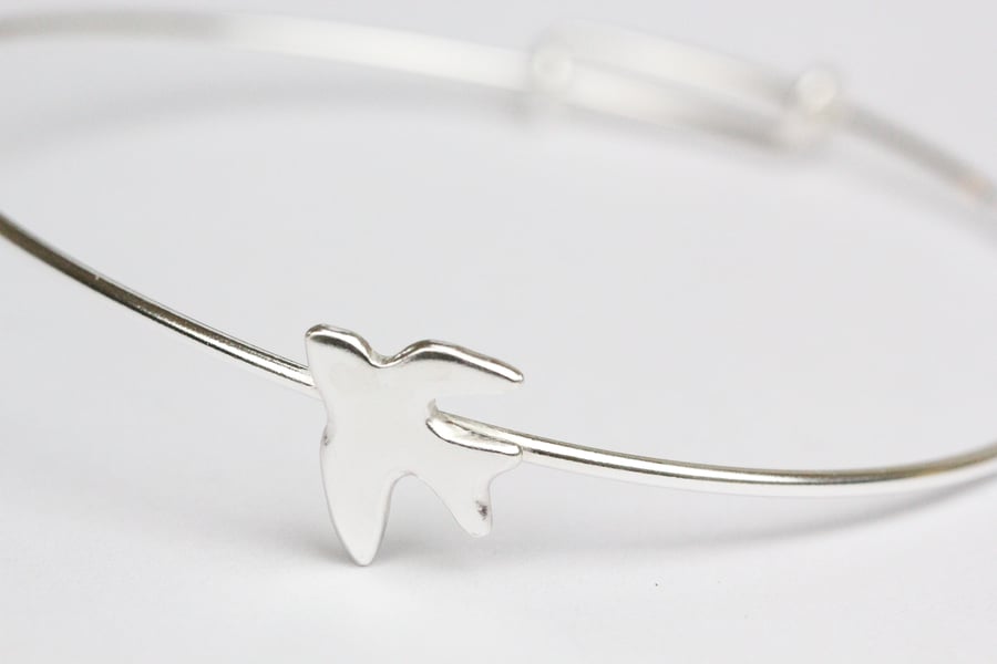 Adjustable sterling silver swallow bird bangle