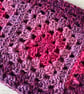 Chunky Crocheted Granny Square Scarf - Shades of Pink - Image 4