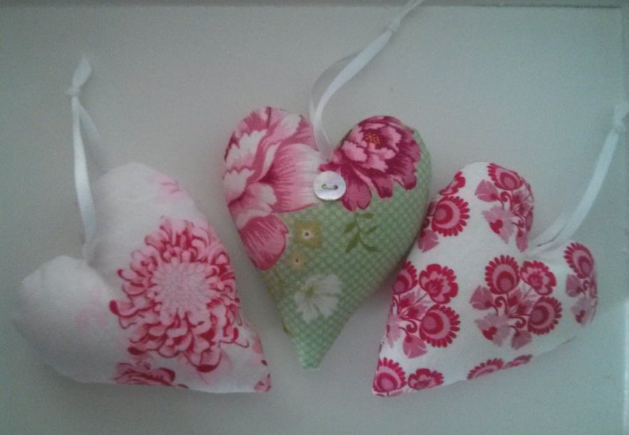 Set of Pink and Green Scented Hearts