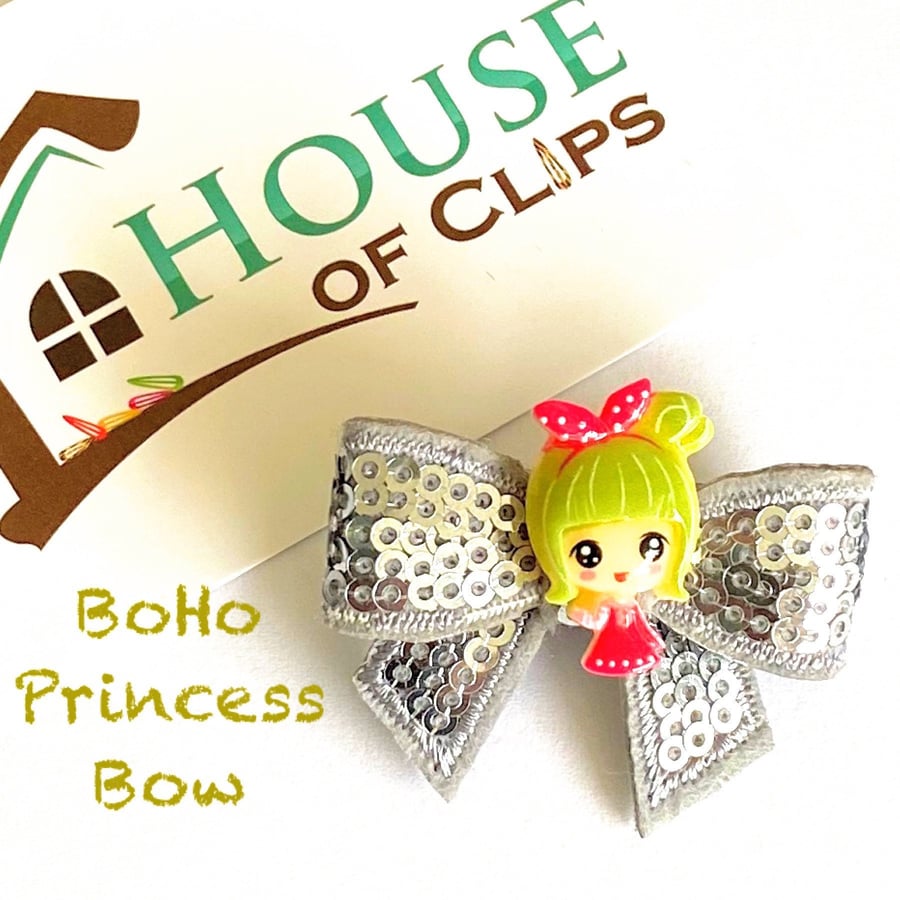 Boho Princess Bow - Princess Bow Clip - Princess Hair Clip - Princess Crocodile 