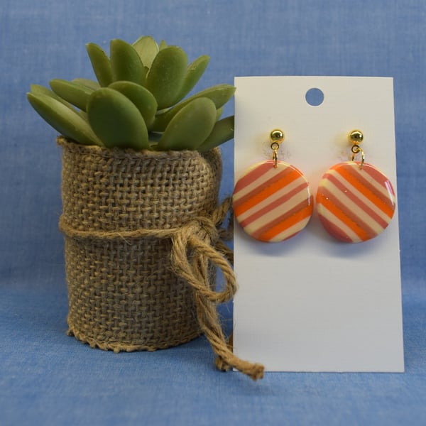 Bold Round Striped Statement Earrings