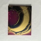 Acrylic Pour Art Canvas, Wall Art - Black, Magenta and Gold Colour Scheme