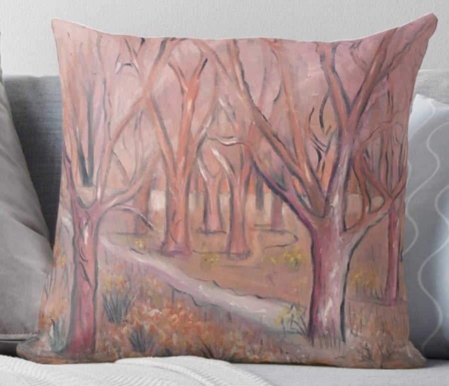 Throw Cushion Featuring The Painting ‘Shades Of Pink In The Wild Garden’