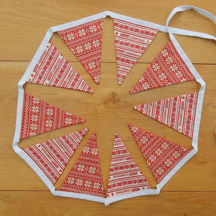 Christmas bunting red and white Scandi style