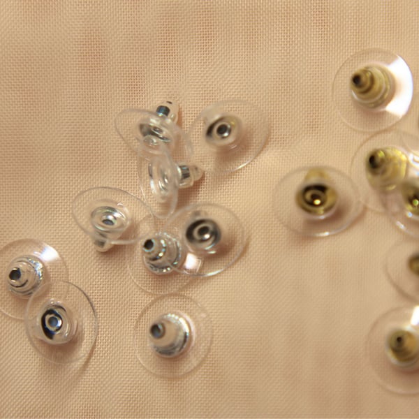 20Pairs Bullet Clutch Earring Backs with Pad, silver and gold