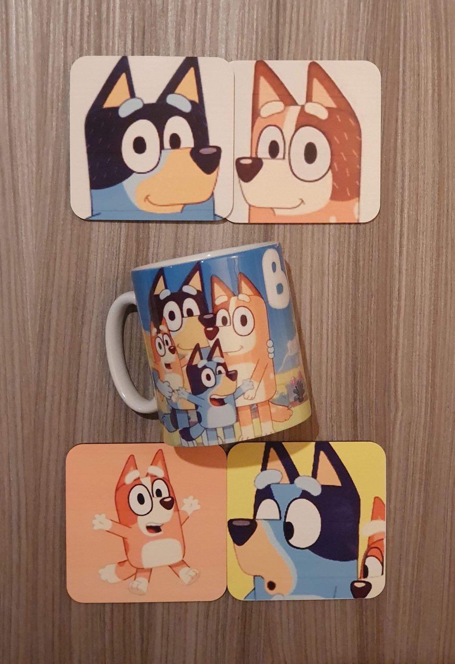 Bluey and family inspired coaster -kids tv show 