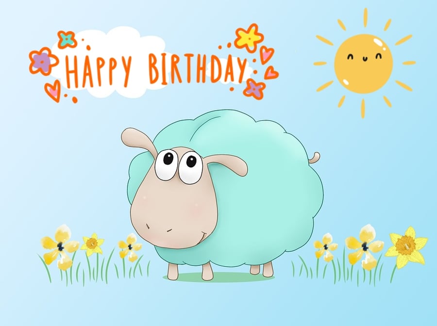 Happy Birthday Sheep Card A5