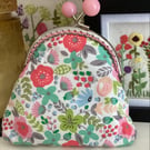 Summer floral coin purse with pale pink ball clasp.