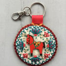 Hand Embroidered Horse Keyring or Bag Charm