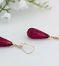 Dark Ruby Murano Glass Earrings: 24 kt Gold foil, Gold Filled Beads and Earwires