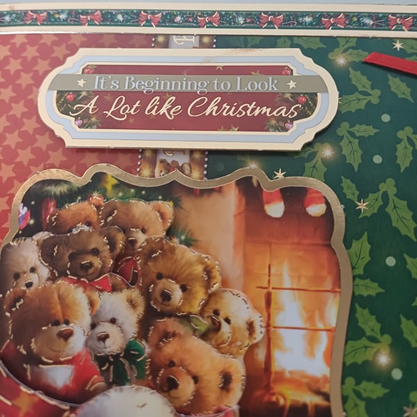Christmas card, decoupage bears