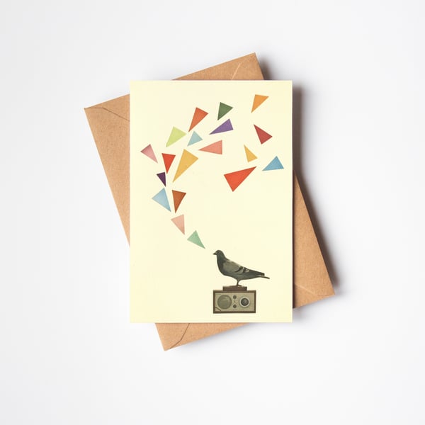 Music Bird Card - Pigeon Radio