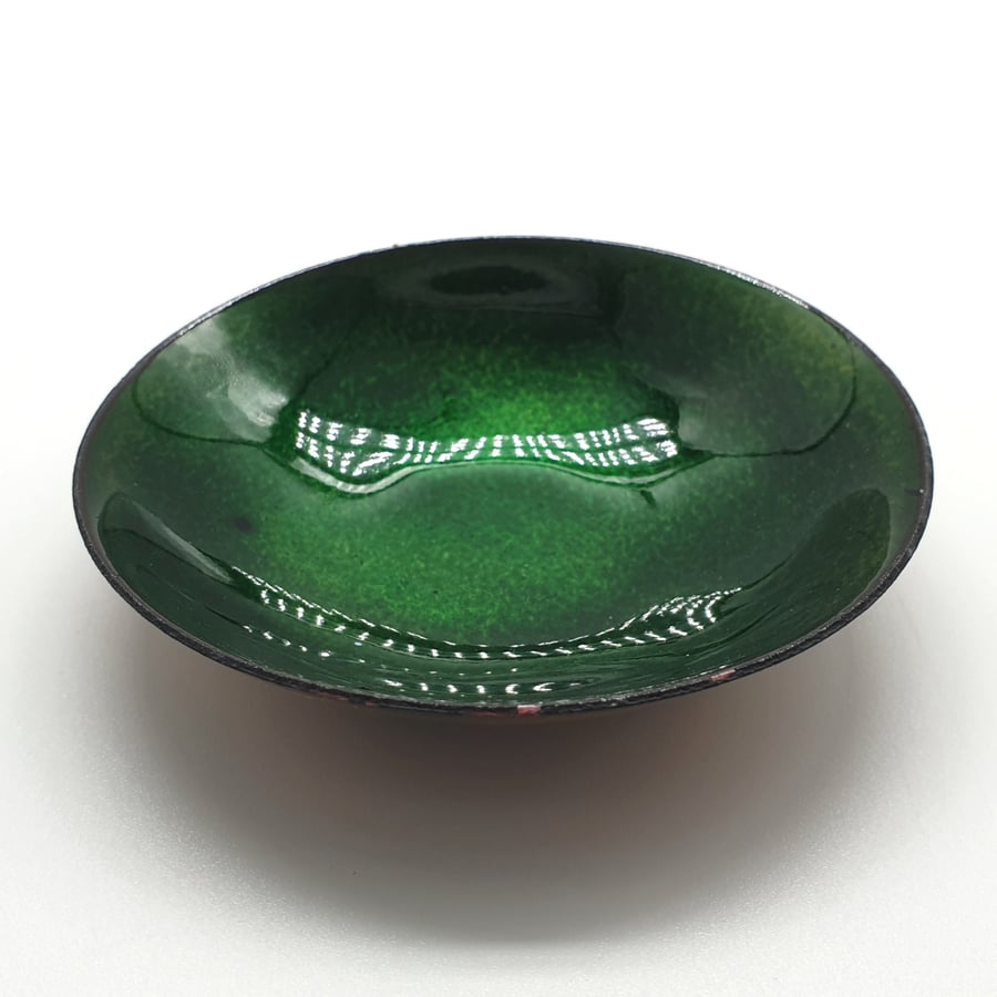 Emerald Green Enamel Bowl - Trinket Dish