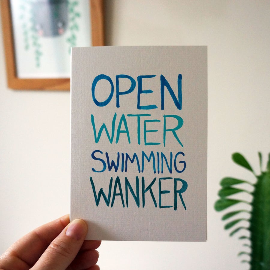 Open Water Swimming Wanker Card, Wild Swimming, Funny Friendship