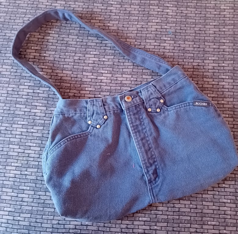 Lavender Studded Upcycled Denim Bag