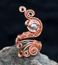 Copper ring,Swarovski copper ring-adjustable,wire wrapped peacock ring design. - Image 6