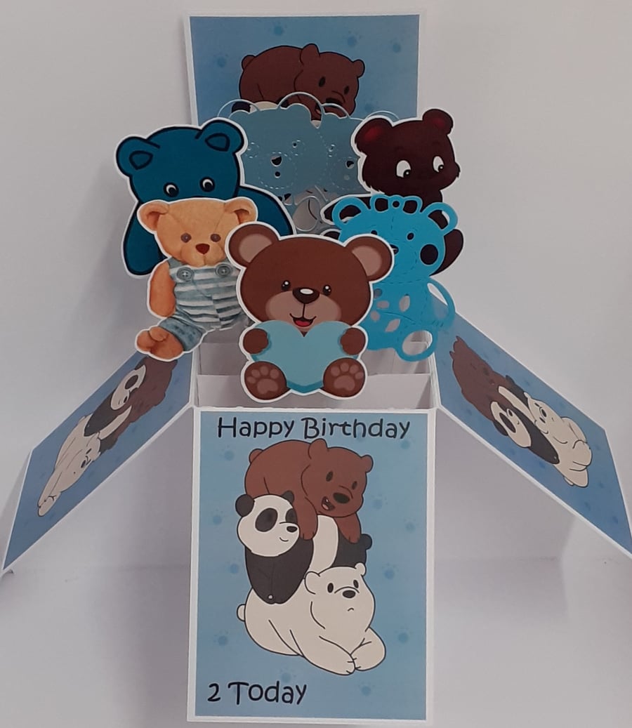Boys 2nd Birthday Card with Teddies