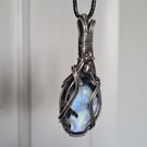 Natural Raw Moonstone Crystal & 925 Silver Pendant Necklace Mens Unisex Gift 
