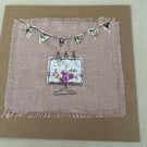 Fabric birthday cake card