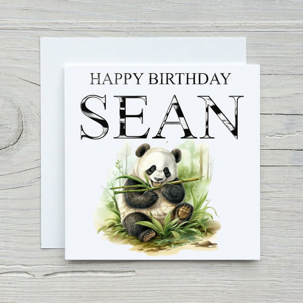 Personalised Panda Birthday Card. Design 9