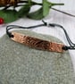 Patterned Copper Bracelet. Hidden Love You Message on Adjustable Waxed Cord  - Image 7