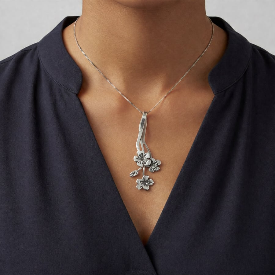 Cherry Blossom Silver Pendant