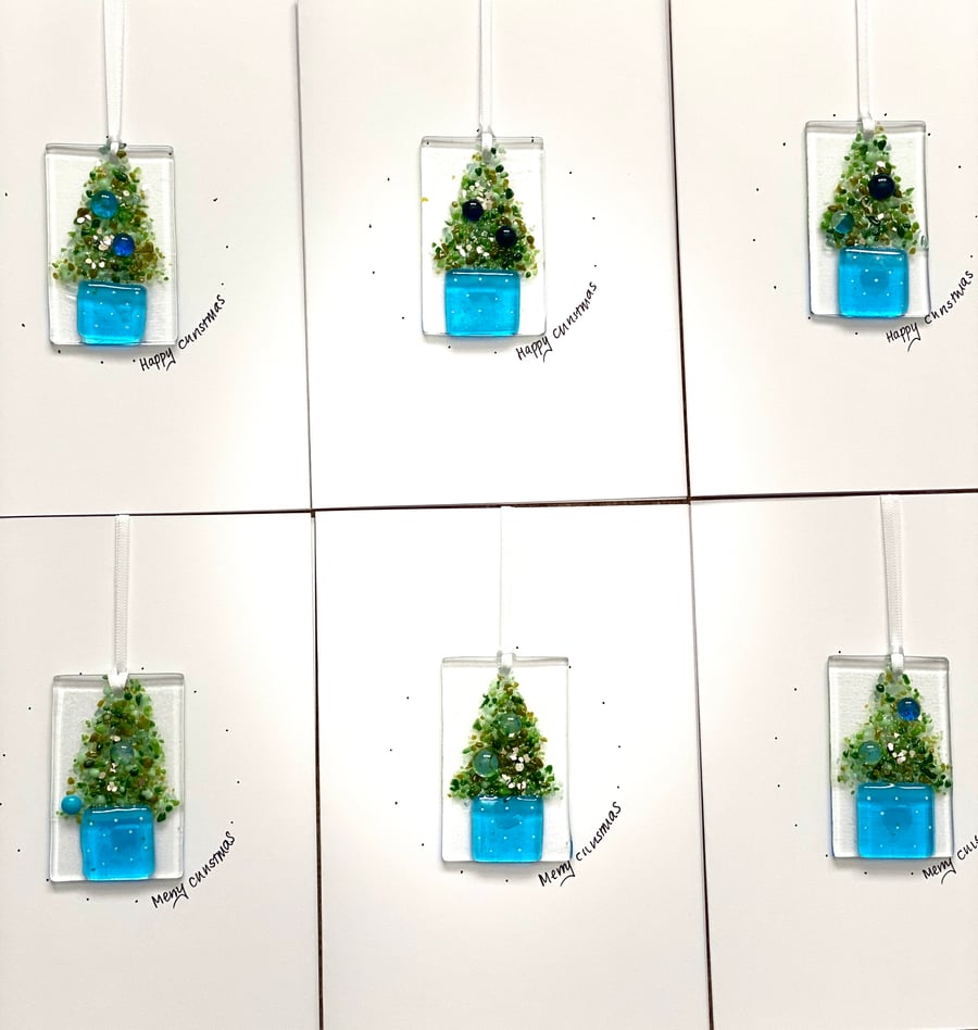 Fused glass Christmas tree keepsake Christmas card