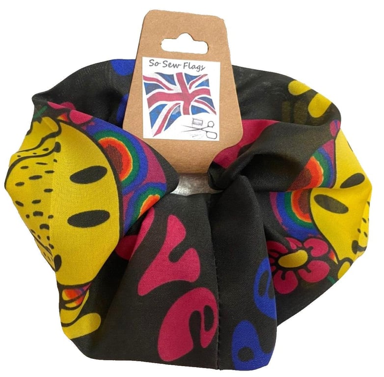 Love Peace Happiness Flag Hair Scrunchie Scrunchies Accessory Band Elastic