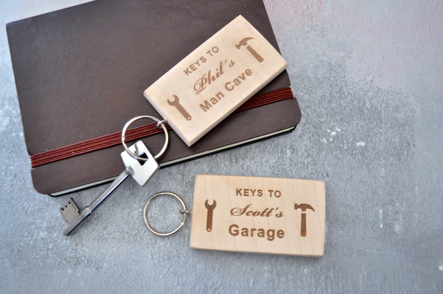 Personalised Wooden Shed Keyring