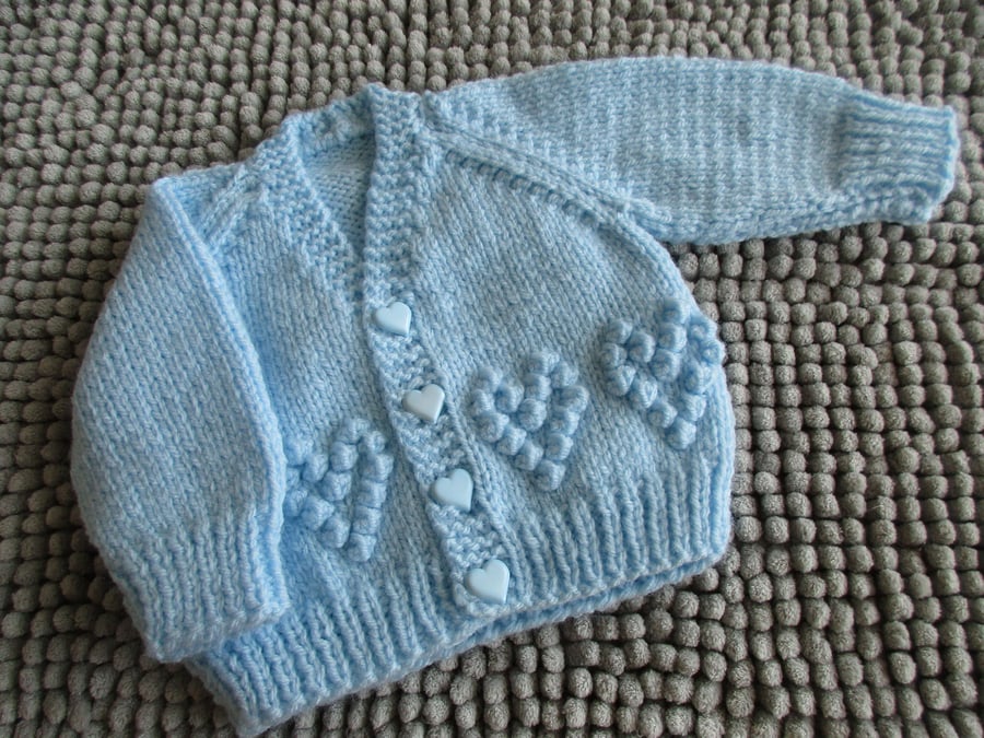 14" Newborn V Neck Hearts Cardigan