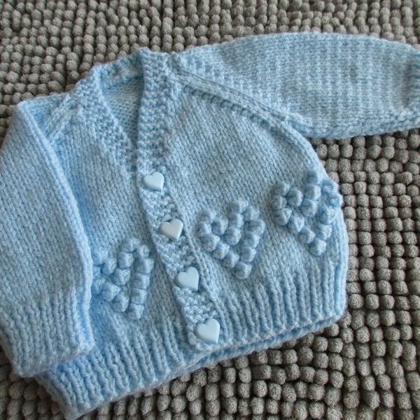 14" Newborn V Neck Hearts Cardigan