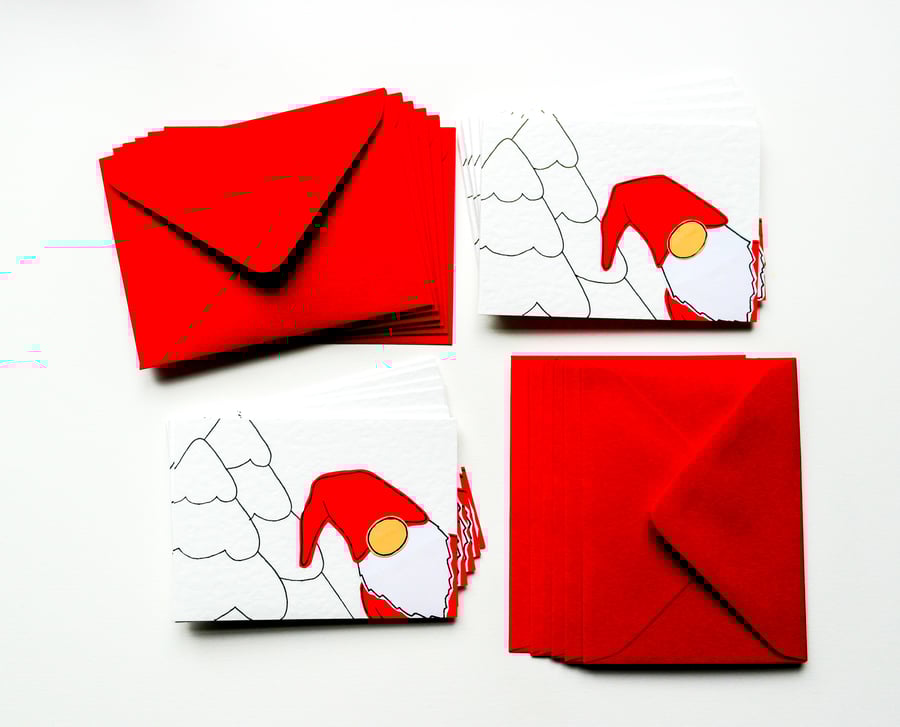 Gonk Christmas cards Double 6 Pack, 12x Nordic Santa Gift Thank you Cards