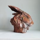 Hare head portrait sculpture. 