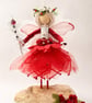 Ruby, Keeper of the Winter Berries - Handmade Fairy Doll Ornament