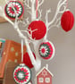 Crochet Christmas Baubles Set of 6- Red Green & Silver Grey - Tree ...