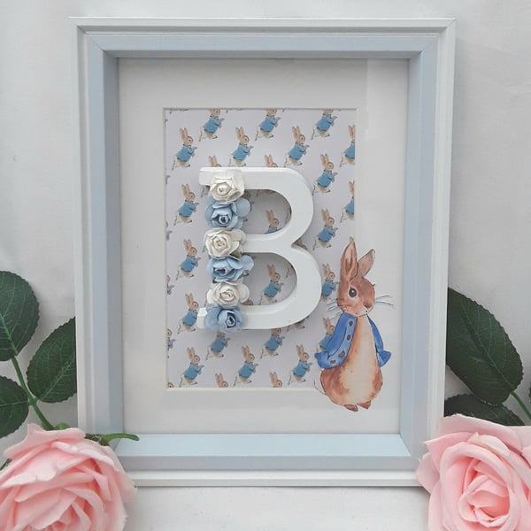 23cm x 16cm Peter Rabbit Frame, New baby Initial frame,Baby girl frame,Baby boy 