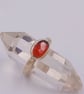 Textured Silver Ring with Faceted Garnet Slice : Size K - Image 7