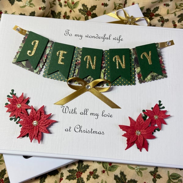 Personalised Christmas Card Wife Daughter Granddaughter Sister Gift Boxed