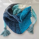 Blues and cream triangle scarf - child size