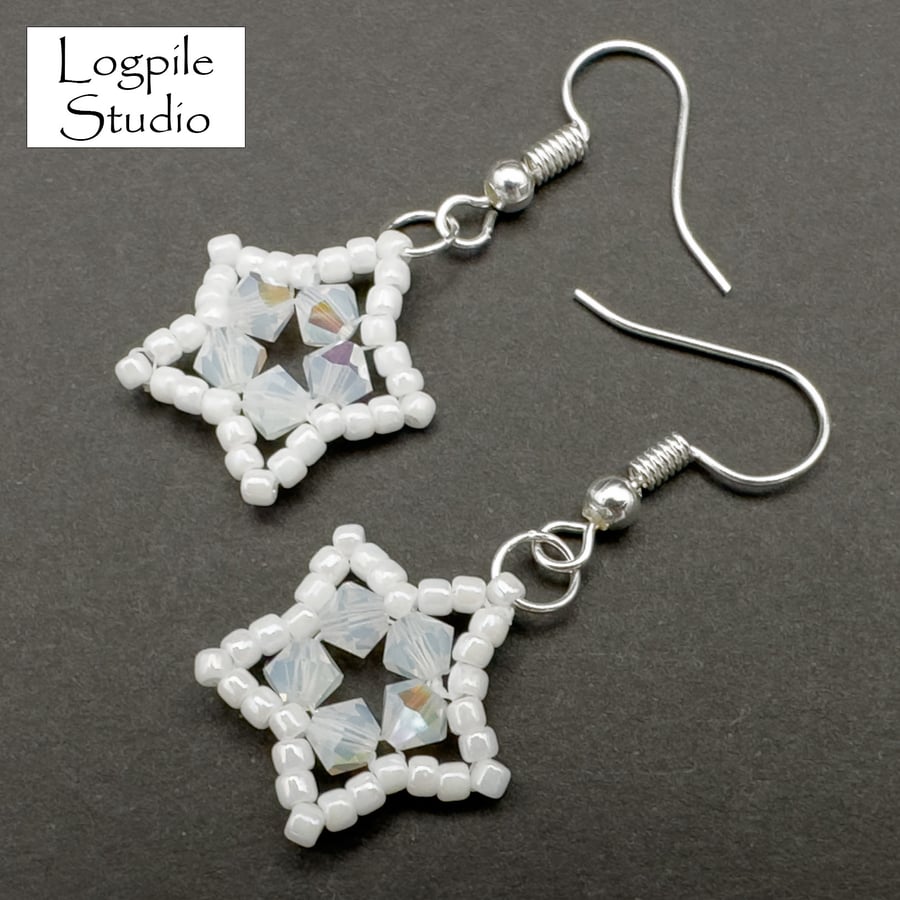 Handmade Star Crystal and Bead Earrings