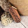Butterflies pyrography keyring on mahogany. Ideal wood gift, ready to post.